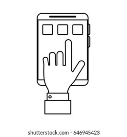 hand and smartphone icon image 