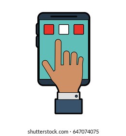 hand and smartphone icon image 