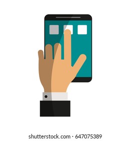 hand and smartphone icon image 
