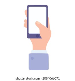 hand with smartphone icon isolated