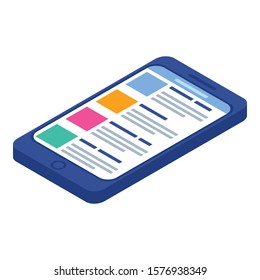 Hand smartphone icon. Isometric of hand smartphone vector icon for web design isolated on white background