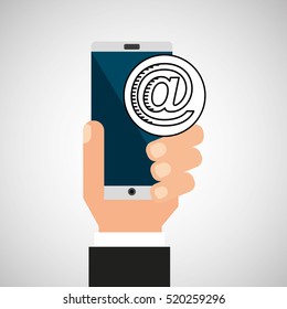 hand smartphone mail network social vector illustration eps 10