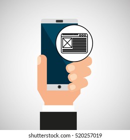 hand smartphone network social vector illustration eps 10