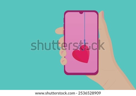 Hand with smartphone receiving fake content