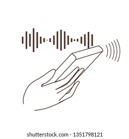 hand with smartphone and sound wave