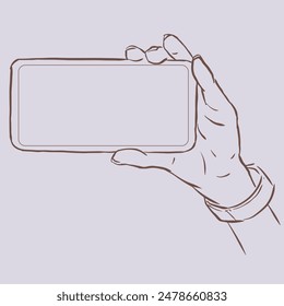 Hand with smartphone vector for card, decoration, illustration