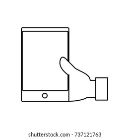 hand with smartphone  vector illustration