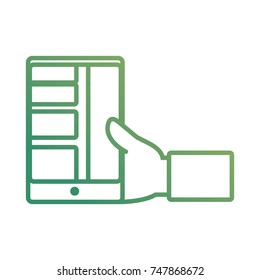 hand  with   smartphone vector illustration