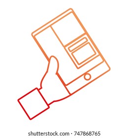 hand  with   smartphone vector illustration