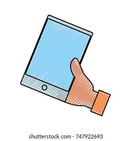 hand with smartphone  vector illustration