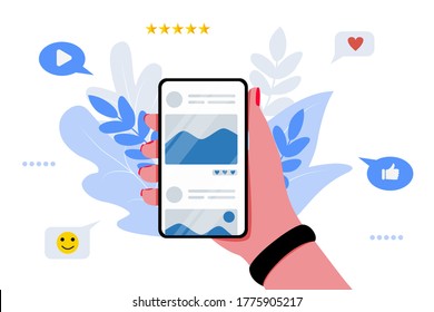 hand with smartphone vector illustration concept