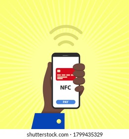 Hand with smartphone wireless payment