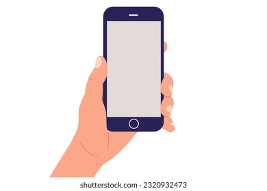 Hand with smartphone.Hand holding phone