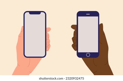 Hand with smartphone.Hand holding phone