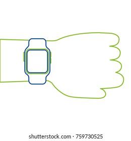 hand with smartwatch device technology digital