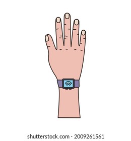 mano con la tecnología de gadgets de smartwatch