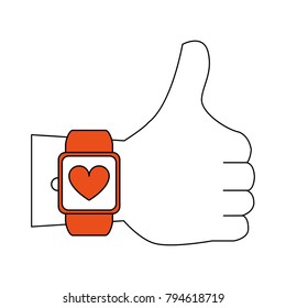 Hand with Smartwatch heartbeat pulse