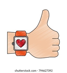 Hand with Smartwatch heartbeat pulse