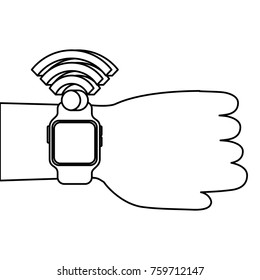 hand with smartwatch nfc technology concept modern commerce