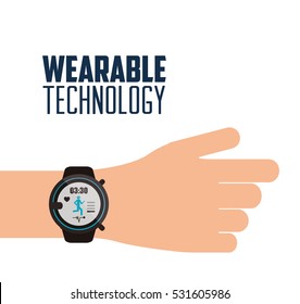 hand with smartwatch wearable technology