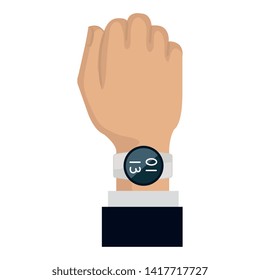 hand with smartwatch weareable technology