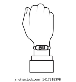 hand with smartwatch weareable technology