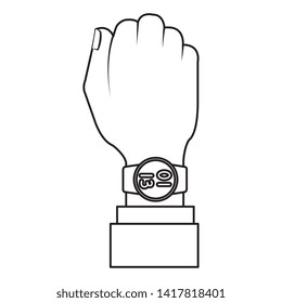 hand with smartwatch weareable technology