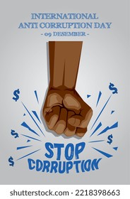 A hand smashing word corruption vector design illustration
