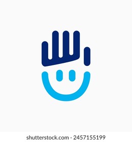 hand smile high five face logo vector icon illustration