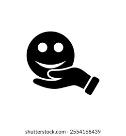 Hand and Smile icon. Survey, Review and Feedback icon vector.