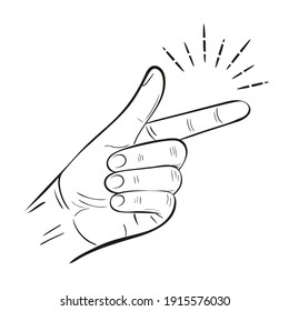 Hand Snap Fingers Flick Outline Icon. Snapping Gesture. Clicking Sound Signal. Magic Click. Attention Grabbing Or Its Easy Gesturing. OK Or Success Expression Symbol. Linear Isolated Vector Drawing