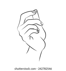 Hand. Snap of the fingers. Line vector illustration.