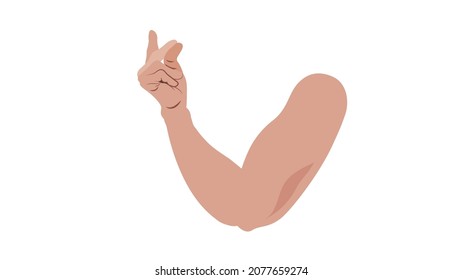 Handschnappen der Finger. Vektorgrafik einer menschlichen Hand in der Position eines Fingerklick. Handgesten zum Einschnallen des Daumens und des Mittelfinger.
