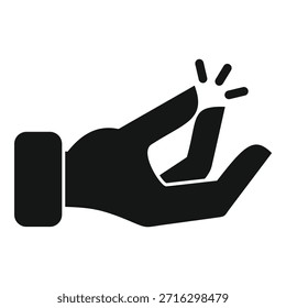 Hand schnappen Finger Schaffung eines Funkens, einfaches schwarzes Symbol einzeln auf weiß