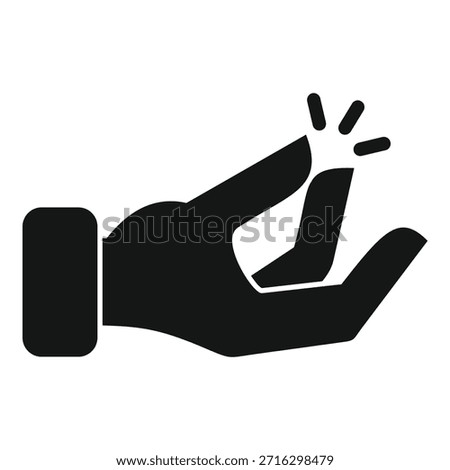 Hand snapping fingers creating a spark, simple black icon isolated on white