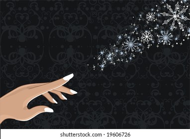 hand with snowflakes