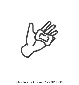 Mano con el icono de la línea de la barra de jabón. signo de estilo lineal para concepto móvil y diseño web. Lávese las manos con el icono vectorial del contorno del jabón. Símbolo, ilustración del logotipo. Gráficos vectoriales