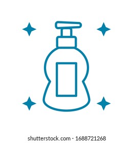 Hand-Seife-Flasche-Symbol auf weißem Hintergrund, Linienstil, Vektorillustration