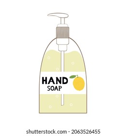 Contenedor de desinfectante manual. Gel de alcohol de lavado utilizado contra virus, bacterias, gripe, coronavirus. Limpiador de manos sin agua. Lavado de manos. Cartas cortas.