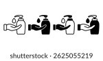 Hand Soap Dispenser Icon Set Black and White Color Vector Design Illustration
