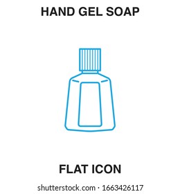 Dispensador de jabón manual, concepto de control de infecciones. Jabón para prevenir resfriados, virus, coronavirus, espuma antimicrobiana de gérmenes, jabón de mano, frasco de gel de mano. diseño de icono plano