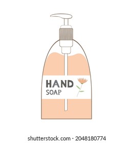 Silueta dosificadora de jabón manual. Icono de contenedor de jabón de mano. Ilustración para medios sociales, noticias, blog, afiche, tarjeta. Prevención de la pandemia del virus de Corona. 