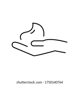 hand with soap icon on white. Trend vector icon