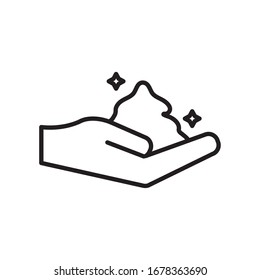 Hand with soap line style icon design of Medical care hygiene health emergency aid exam clinic and patient theme Vector illustration