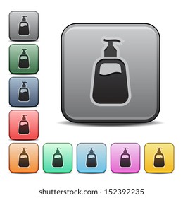 Hand Soap or Lotion Square Icon with Color Variations