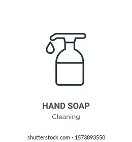 Hand soap outline vector icon. Thin line black hand soap icon, flat vector simple element illustration from editable cleaning concept isolated on white background