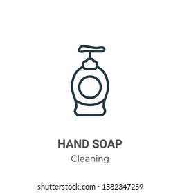 Hand soap outline vector icon. Thin line black hand soap icon, flat vector simple element illustration from editable cleaning concept isolated on white background