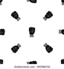 Hand of soccer referee showing card pattern repeat seamless in black color for any design. Vector geometric illustration