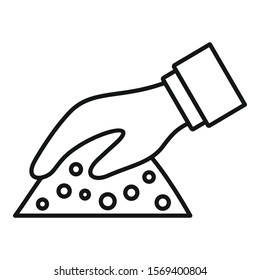 Hand soil icon. Outline hand soil vector icon for web design isolated on white background