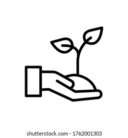 Hand, soil, plant icon. Simple line, outline vector elements of mother earth day icons for ui and ux, website or mobile application